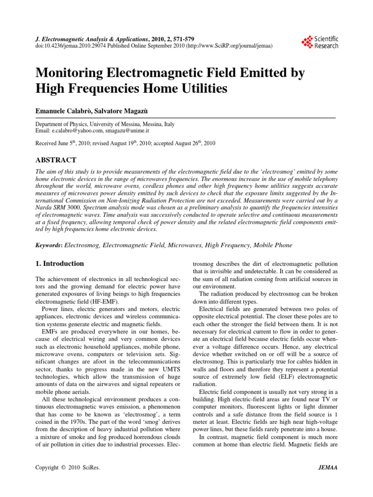 Monitoring Field Emitted by High Frequencies Home