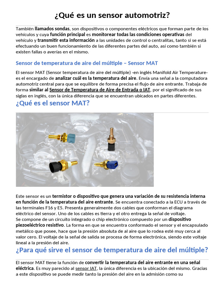 Funcionamiento de Sensores Automotrices | PDF | Magnetismo | Engenharia ...