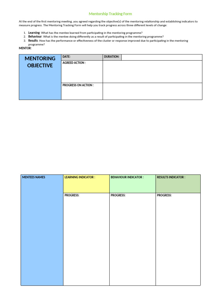 Mentorship Tracking Form | PDF