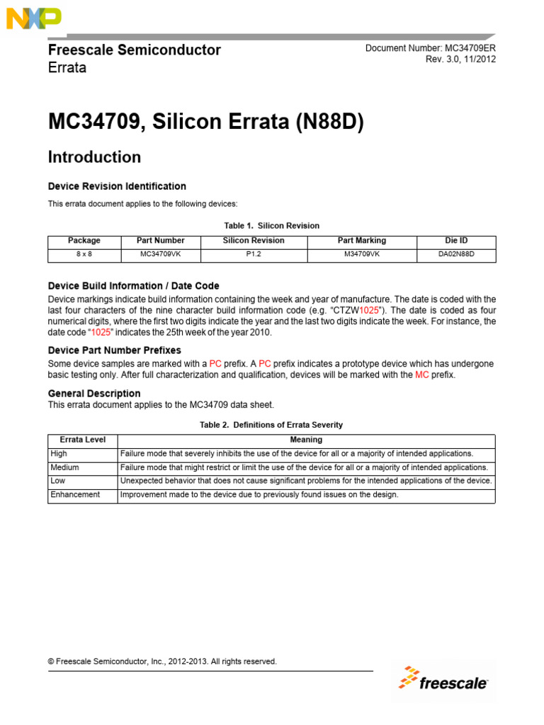 MC34709 Errata | PDF