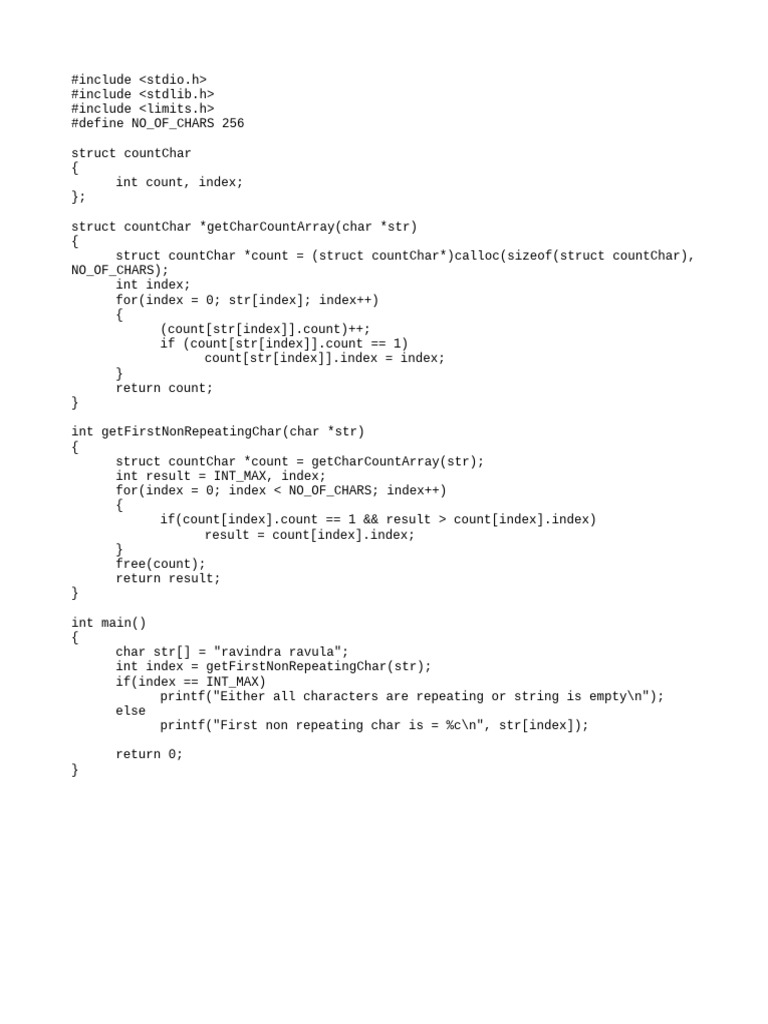24 Find The First Non-Repeating Character in A Given | PDF