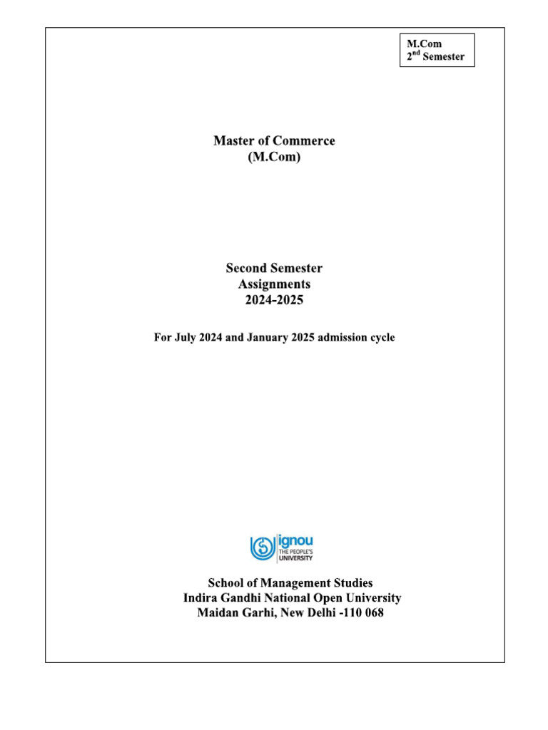 Mcom Second Semester Assignment | PDF