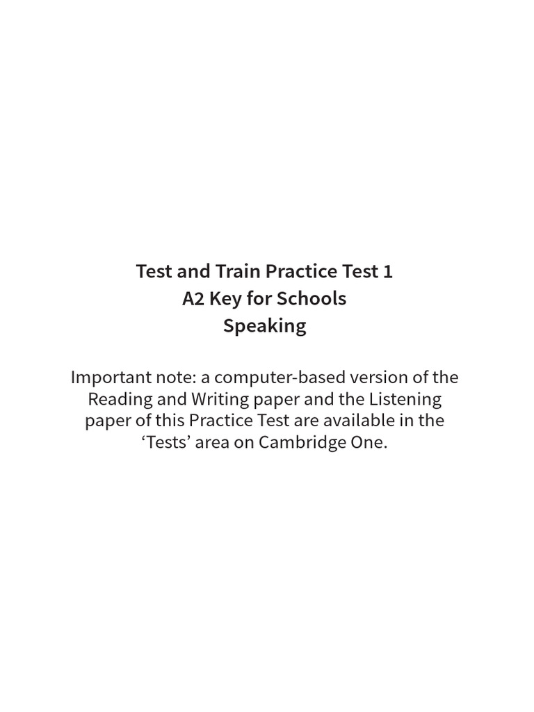 A2 Key Speaking Test Practice 1 | PDF