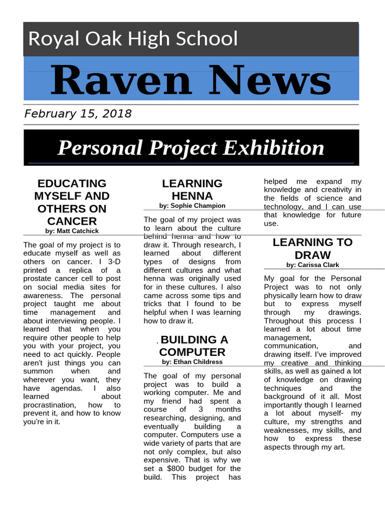 Personal Project Exhibition News Col | PDF