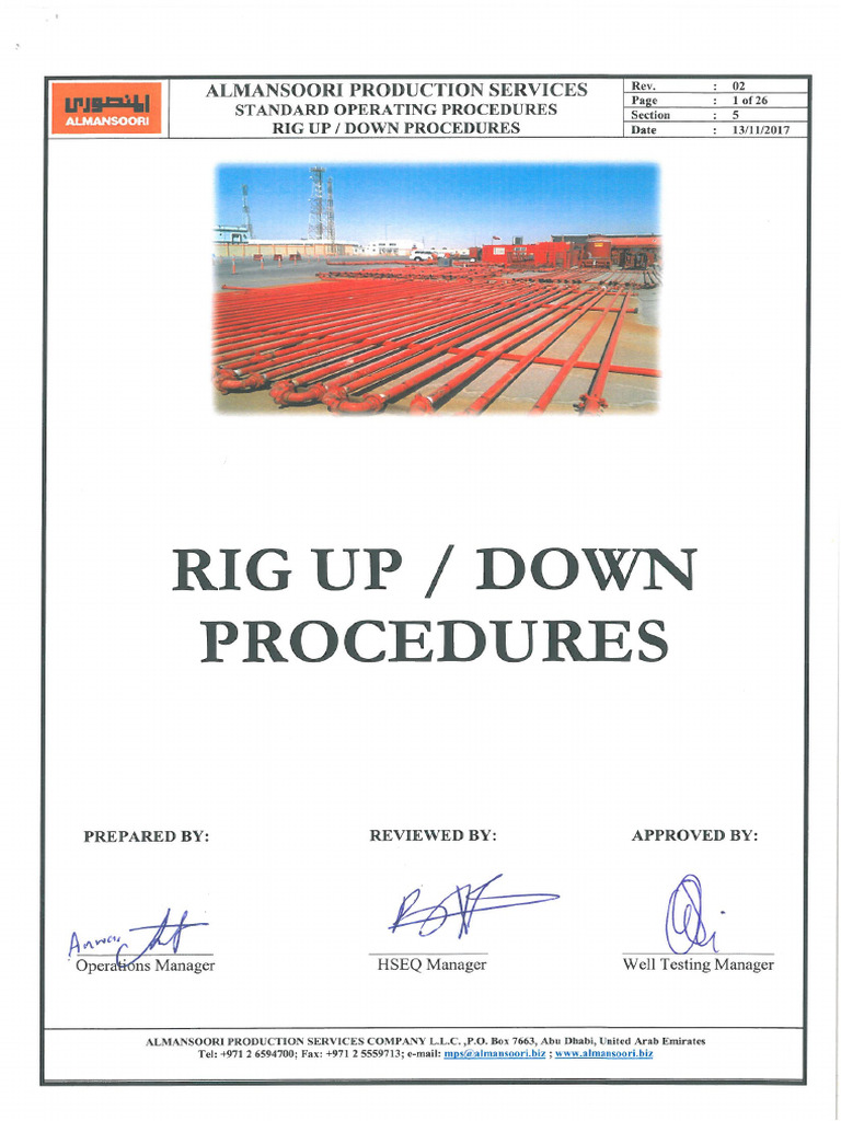 SEC 05 - Rig Up and Rig Down Procedure | PDF