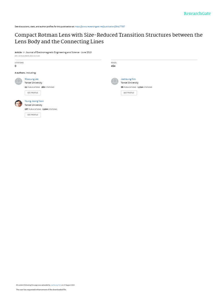 Compact Rotman Lens With Size-Reduced T | PDF
