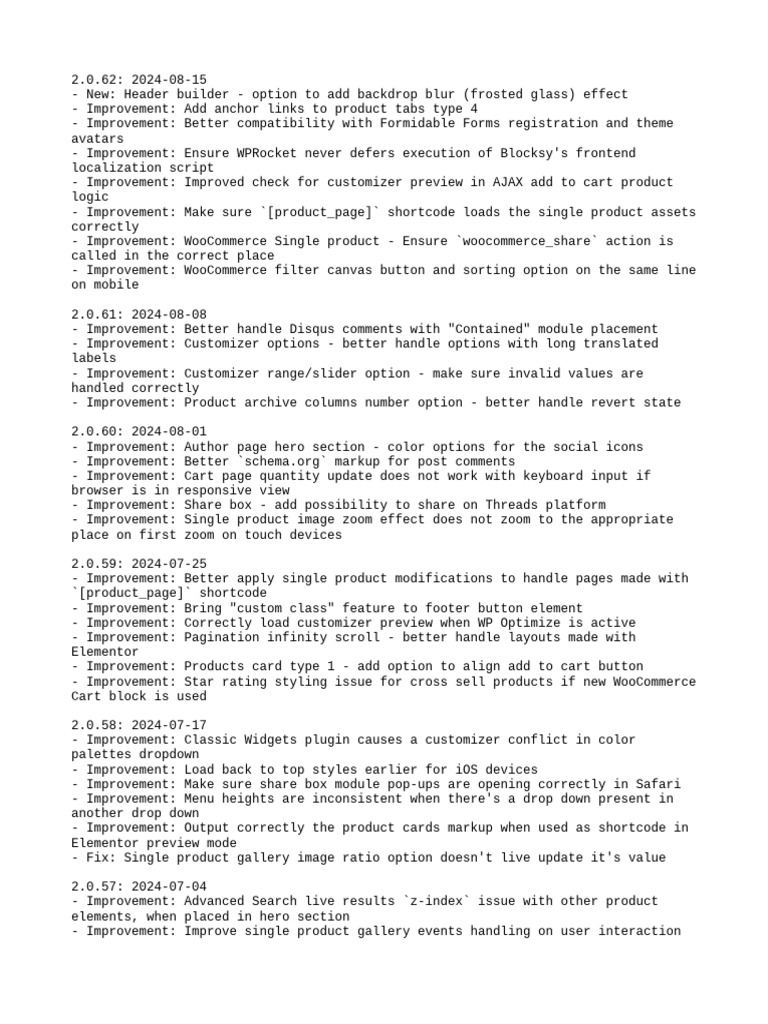 Change log pdf