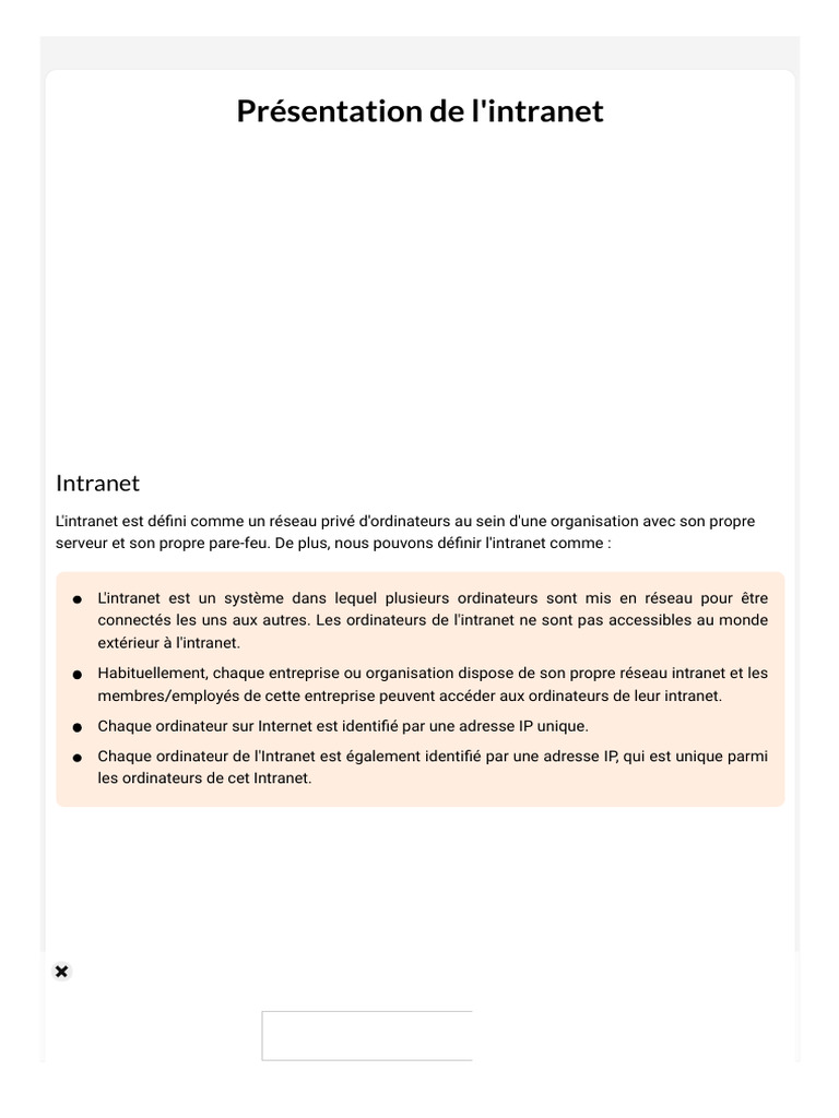 Présentation de L'intranet | PDF