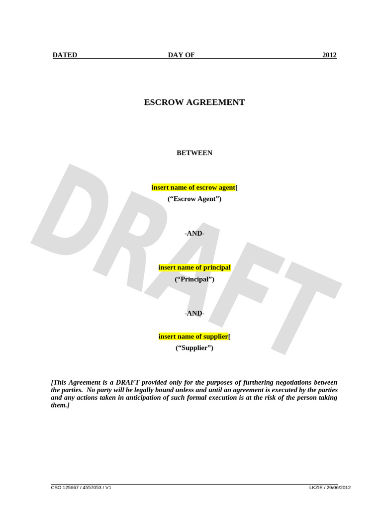 Example Escrow Agreement | PDF