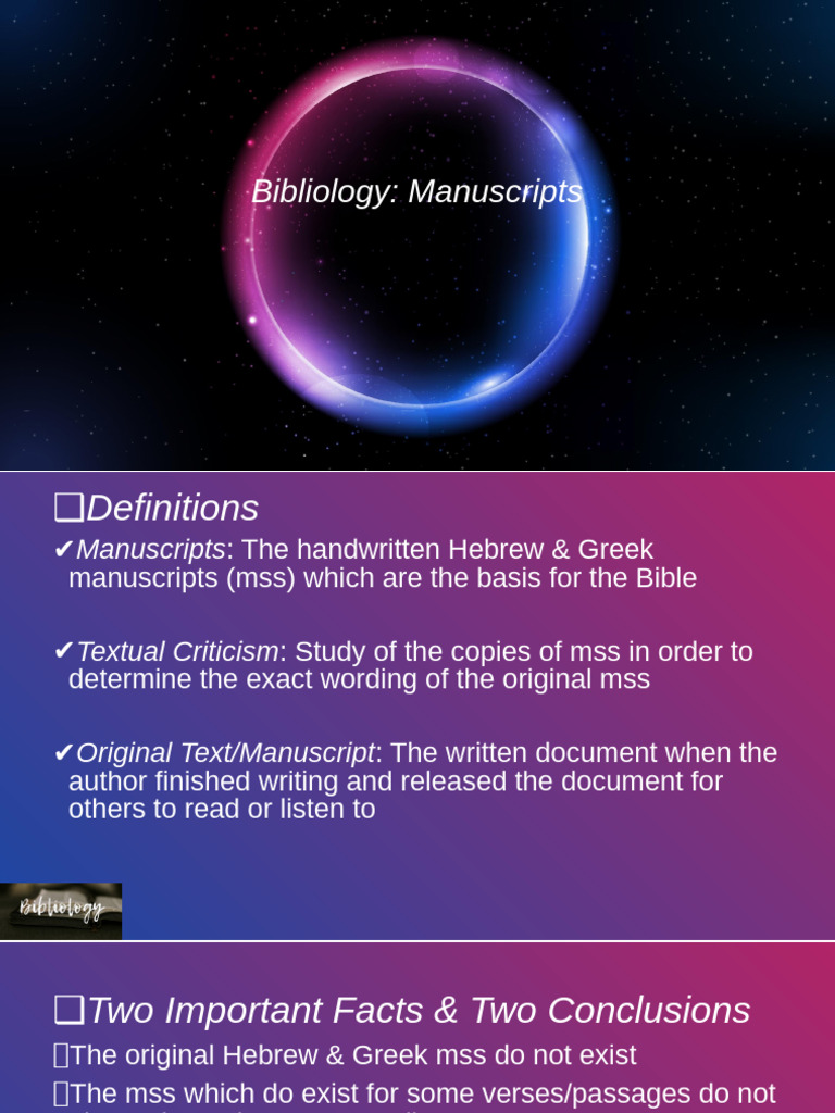 Bibliology - Manuscripts | PDF