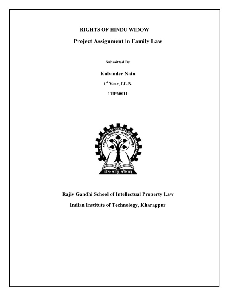 P Assignmn in Family Law Rights of Hindu Widow PDF Property