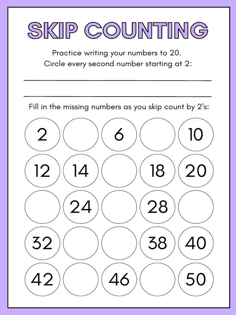 Skip Counting by 2's Mathematics Worksheet | PDF