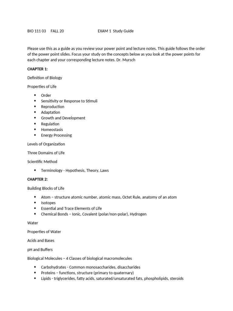 BIO Study Guide | PDF