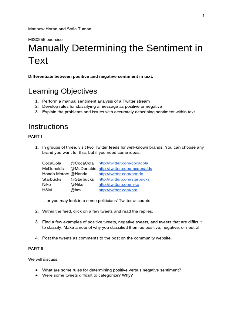 12.1 Manually Determining The Sentiment in Text | PDF