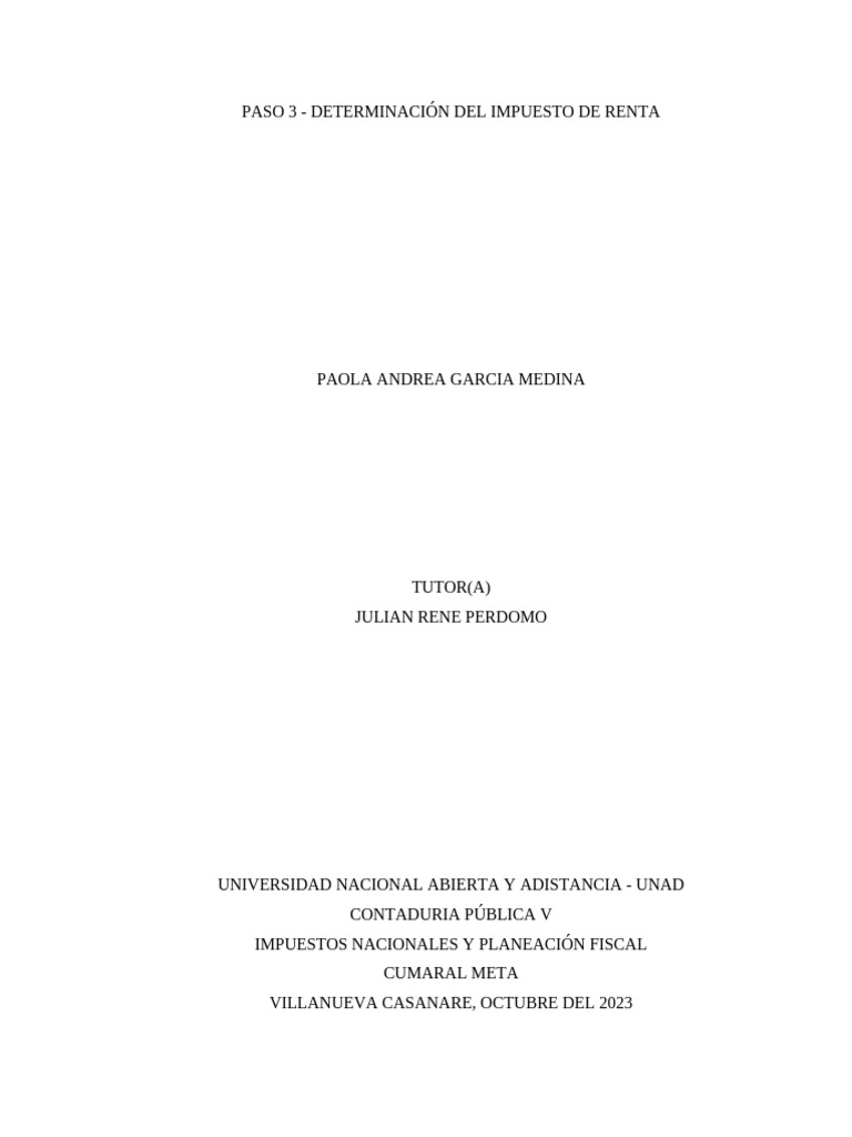 Paso 3 - Determinación Del Impuesto de Renta (Parte Individual) | PDF