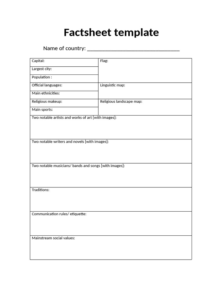 Factsheet Template PDF
