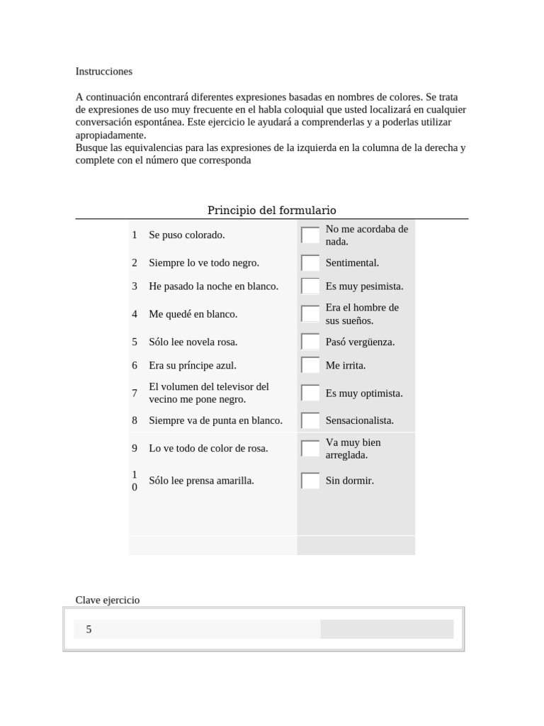 Modismos Colores | PDF