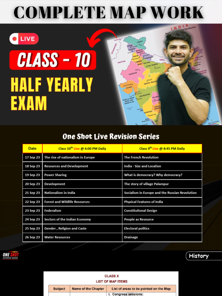 Class 10 Half Yearly Map Work Guide | PDF