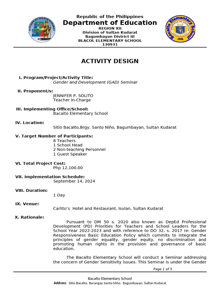 Gad Seminar - Bacalto Es | PDF