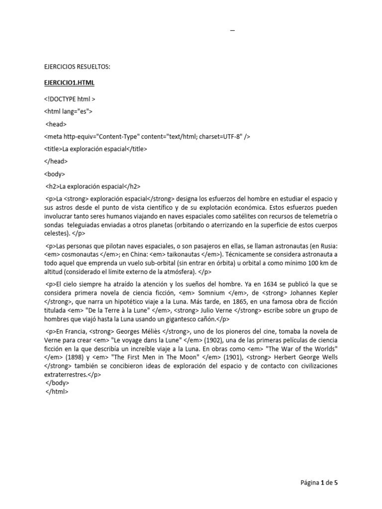 Ejercicios Resueltos Con HTML5 y CSS | PDF