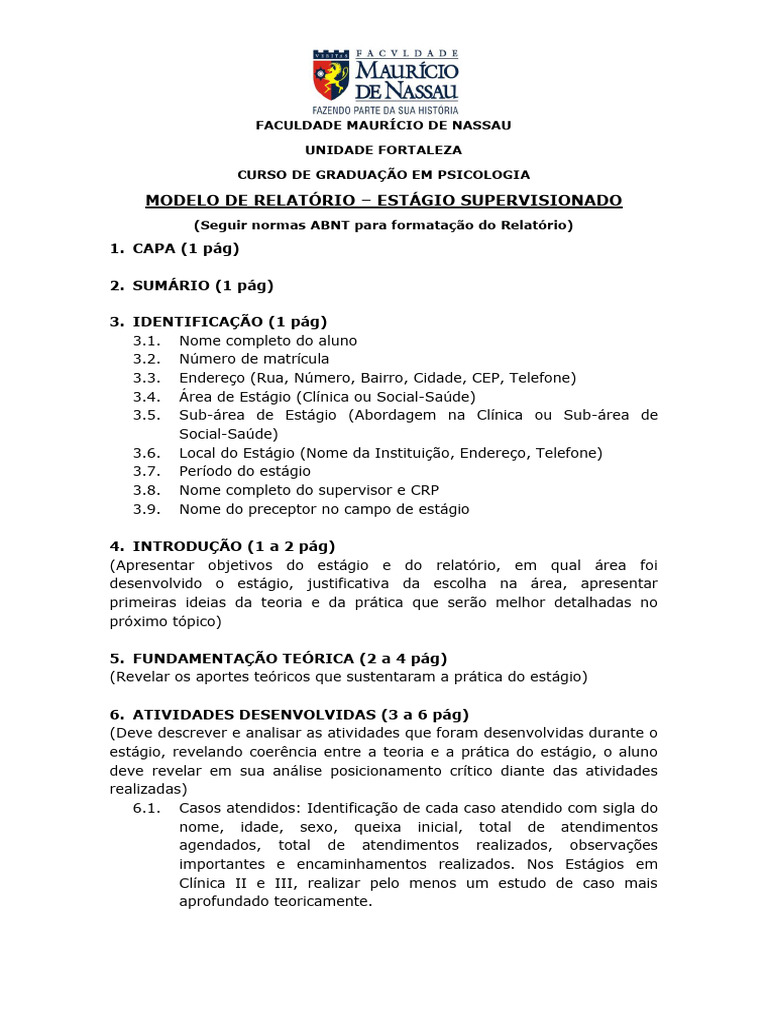 Modelo de Relatório de Estágio | PDF