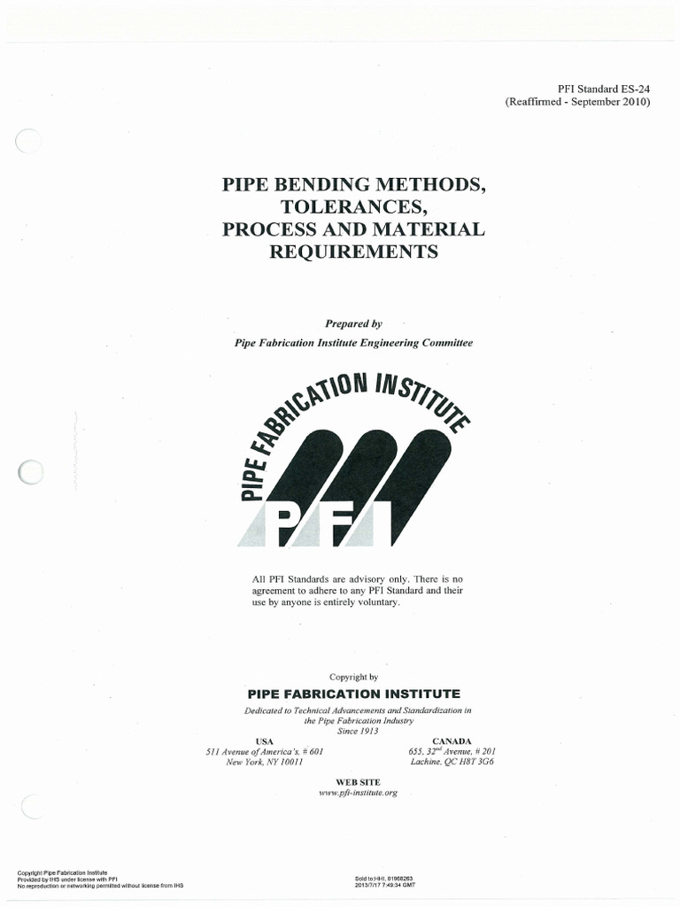 PFI-ES-24 Pipe Bending Methods | PDF | Pipe (Fluid Conveyance ...