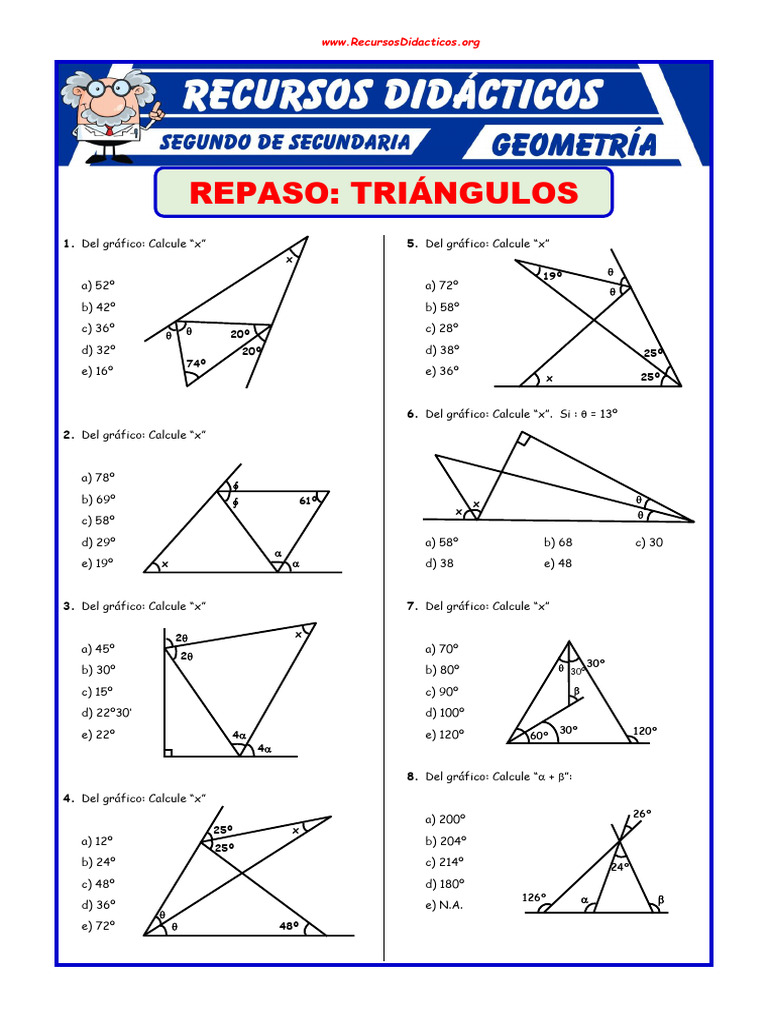Ejercicios de Triangulos para Segundo de Secundaria | PDF