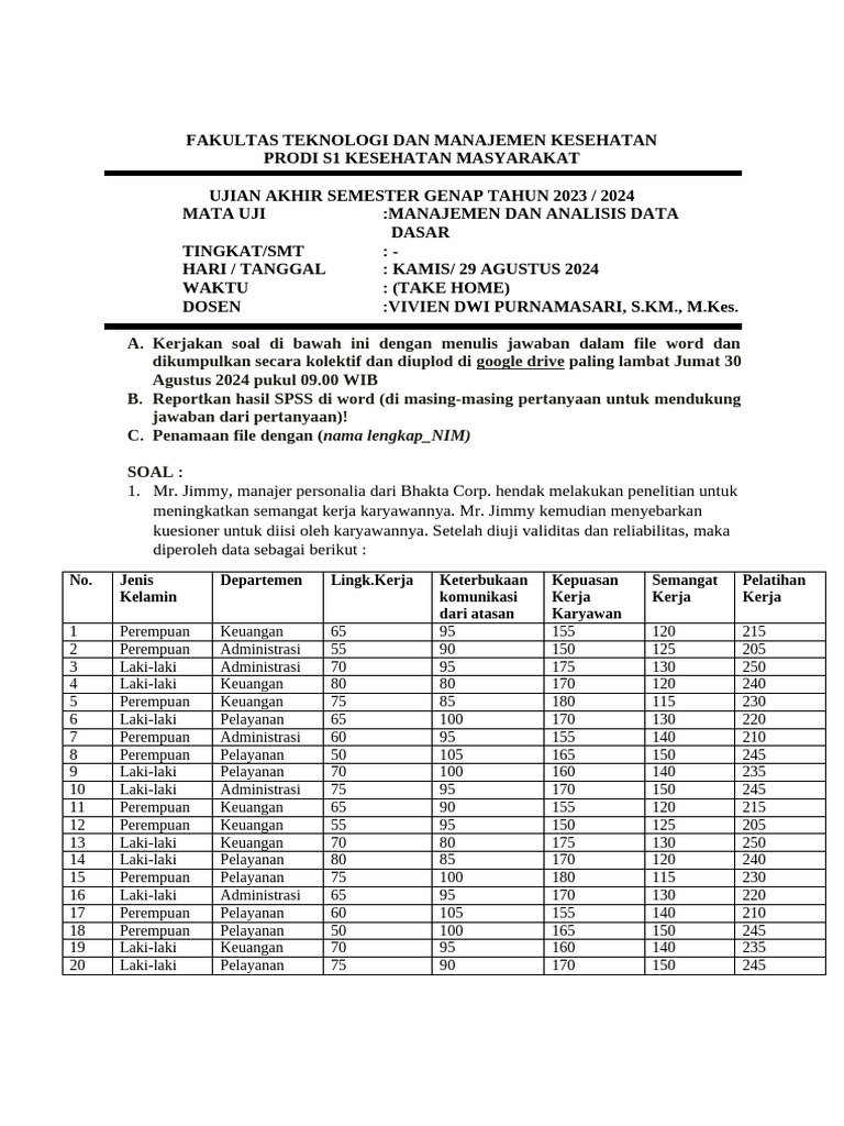 Ujian Manajemen Dan Analisis Data Pdf