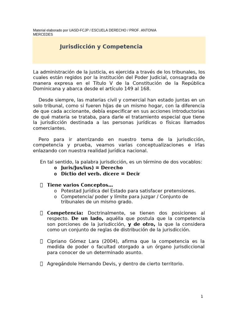 Jurisdicción y Competencia Unidad IV | PDF | Judicaturas | Jurisdicción