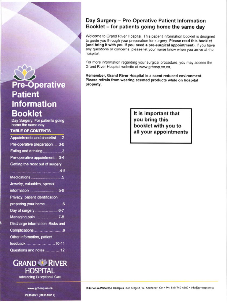 Surgery Booklet GRH (Day Surgery) | PDF