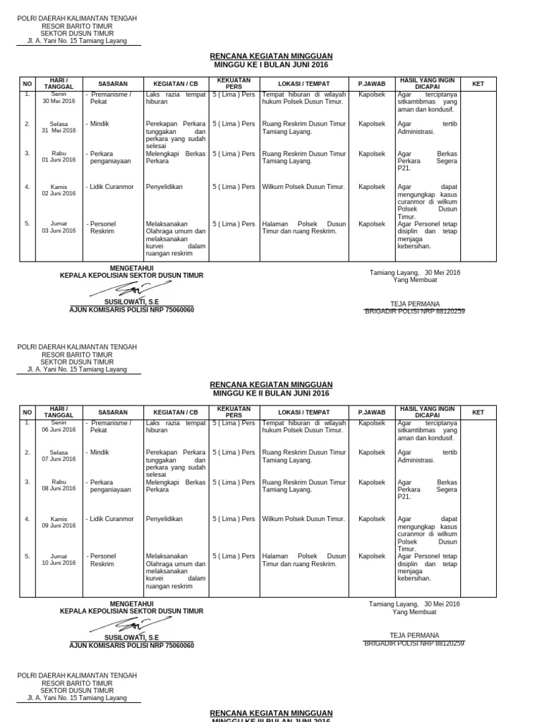 Rengiat Mingguan Bulanan | PDF