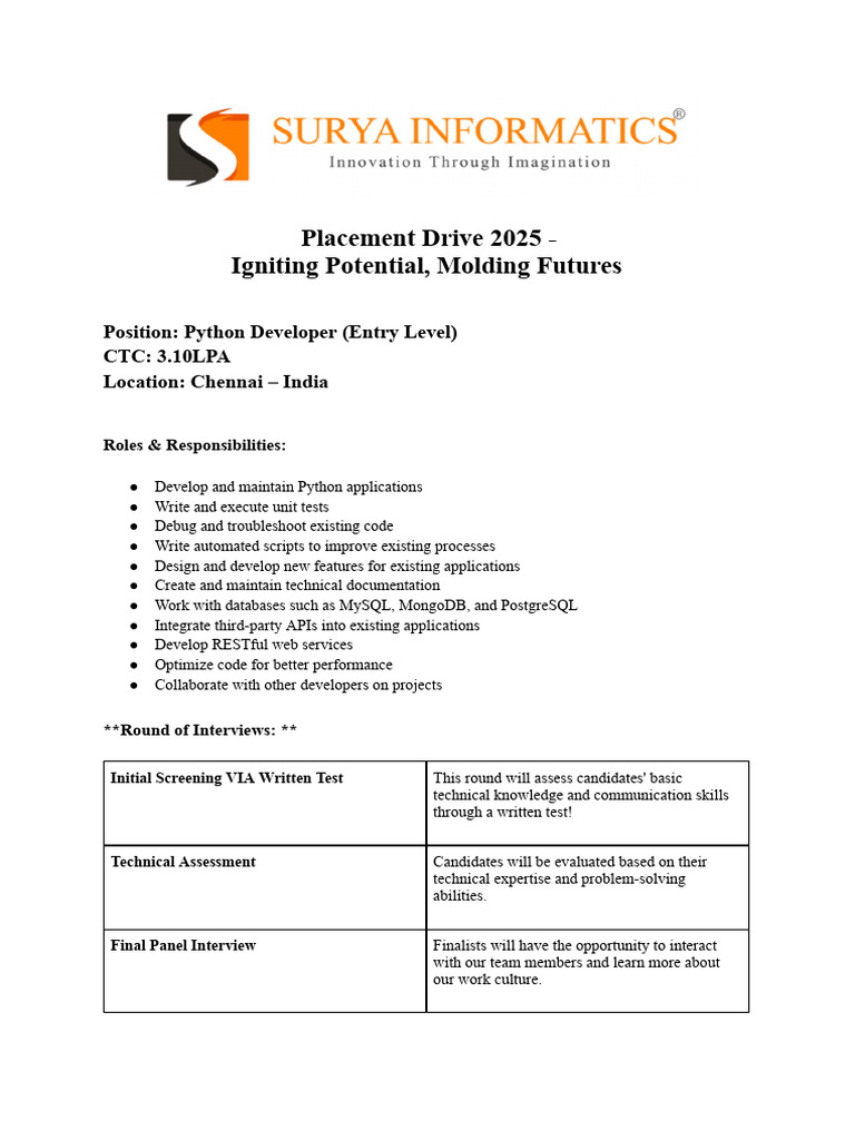 Python job description pdf