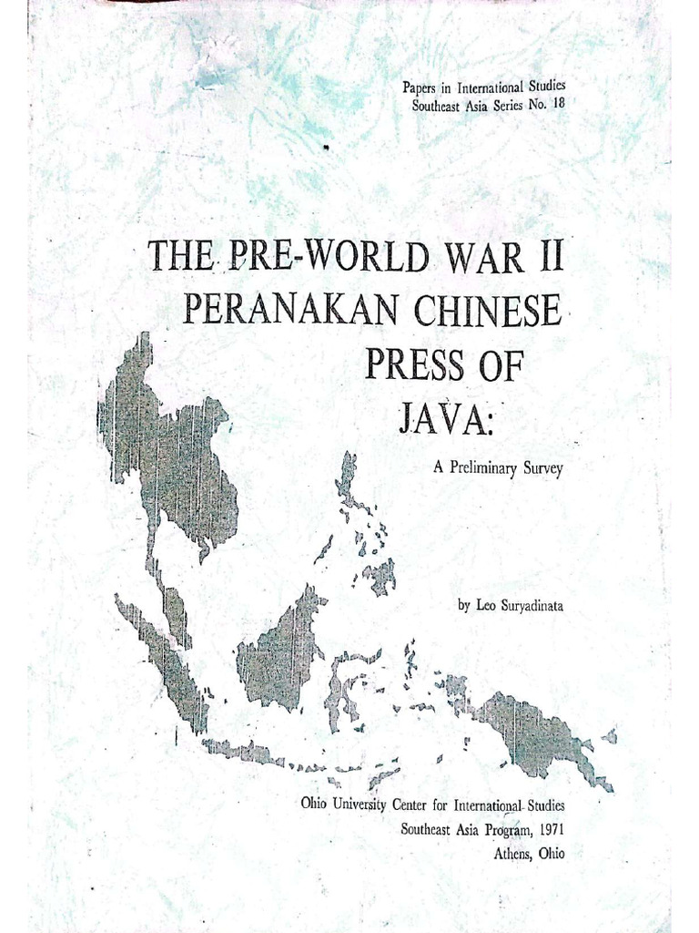 The Pre-World War II Peranakan Chinese Press of Java A Preliminary ...