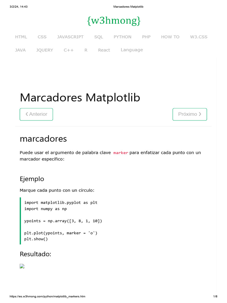 Marcadores Matplotlib | PDF