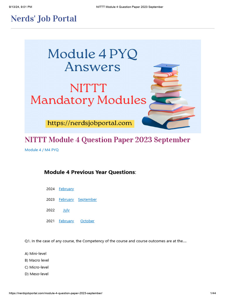 NITTT Module 4 Answer Key 2023 | PDF | Learning | Augmented Reality