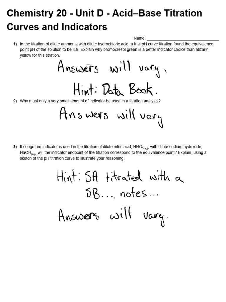 Chemistry 20 - Unit 4 - Lesson 10 - Acid-Base Titration Curves and ...
