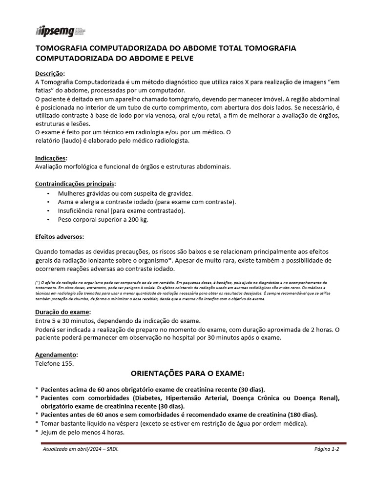 30-4-2024 - 16-52-52 - Preparo TC ABDOME TOTAL E PELVE | PDF