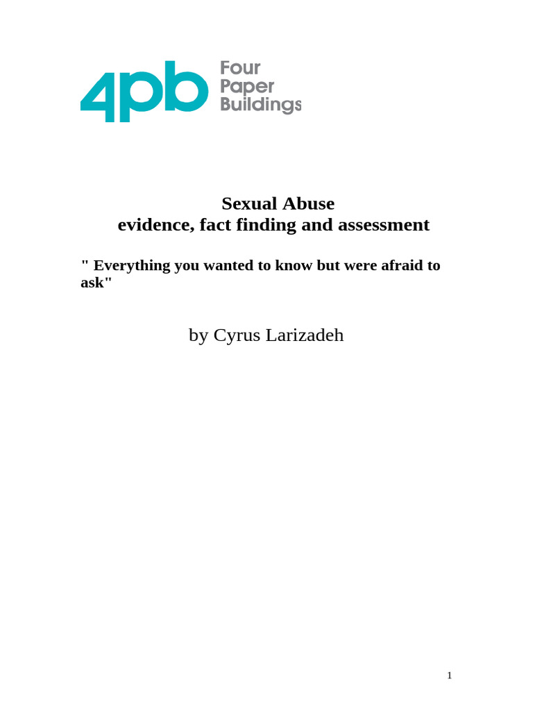 Curated visual reference: The Factual Evidence That Abuse Is Happening Reference: Sexual Abuse Evidence Fact Finding And Assessment Cl Nov 29Th