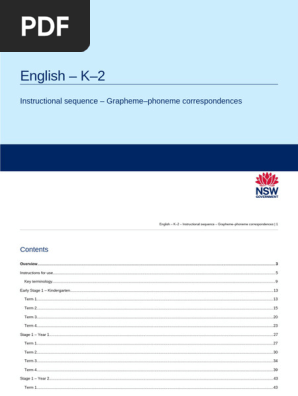 English k 2 Instructional Sequence Grapheme Phoneme