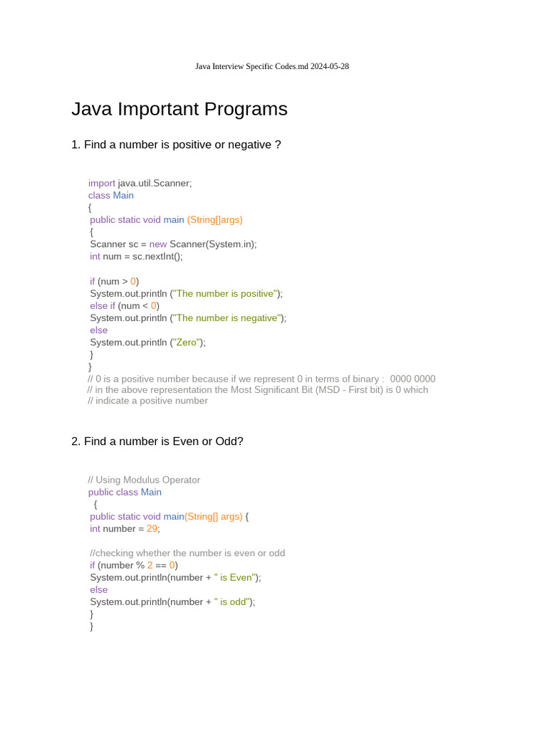 Java Interview Specific Codes | PDF