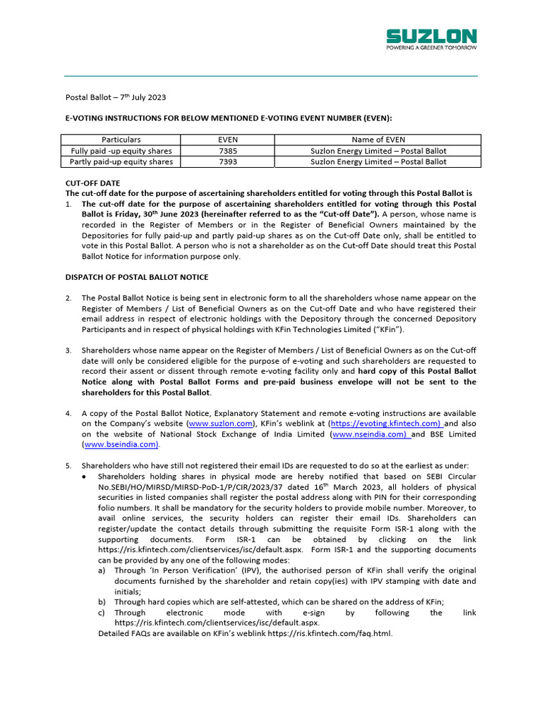 Evoting Instructions | PDF