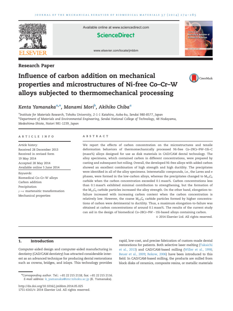 Influence of Carbon Addition On Mechanical Properties and ...