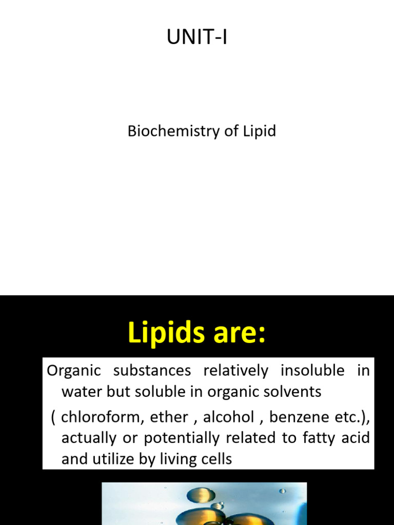 Unit-I Biochemistry of Lipids | PDF