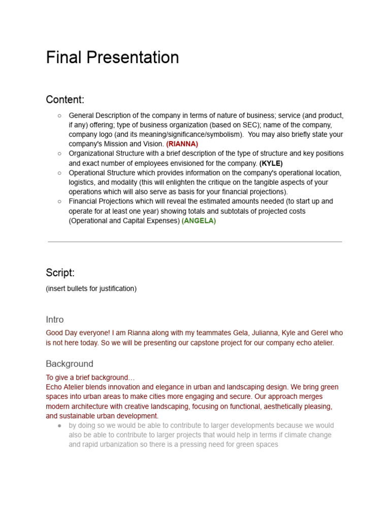 Final Presentation | PDF