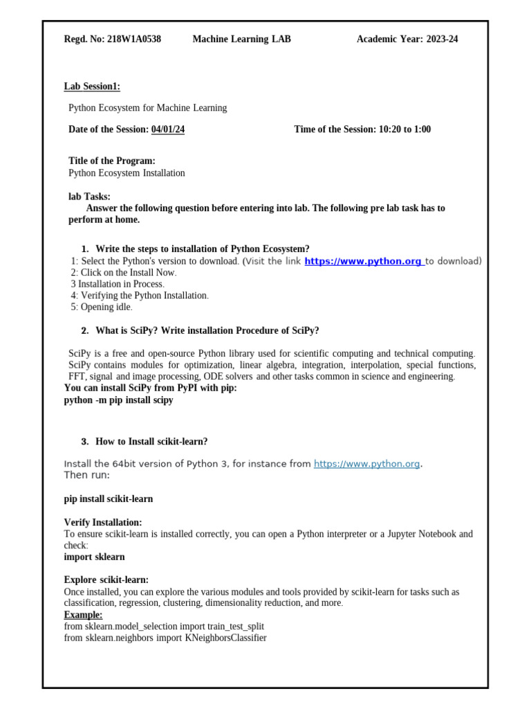 ML Lab 1 | PDF