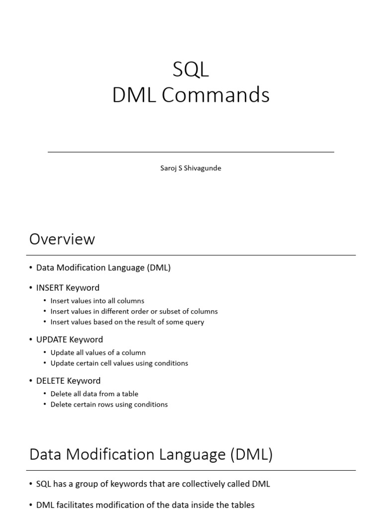 3.6. SQL DML Commands | PDF