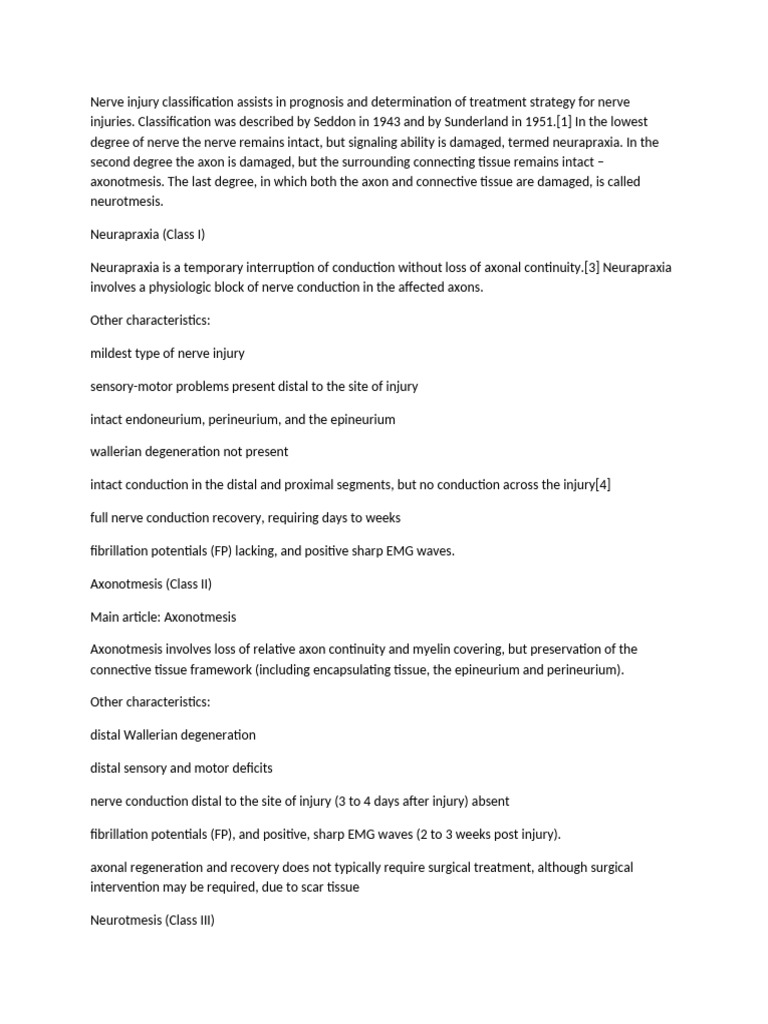 Nerve Injury Classification | PDF