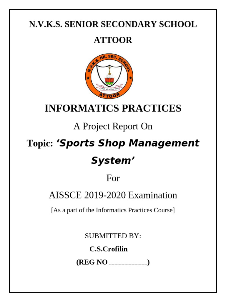 Ip Project On Sports Shop Management System | PDF