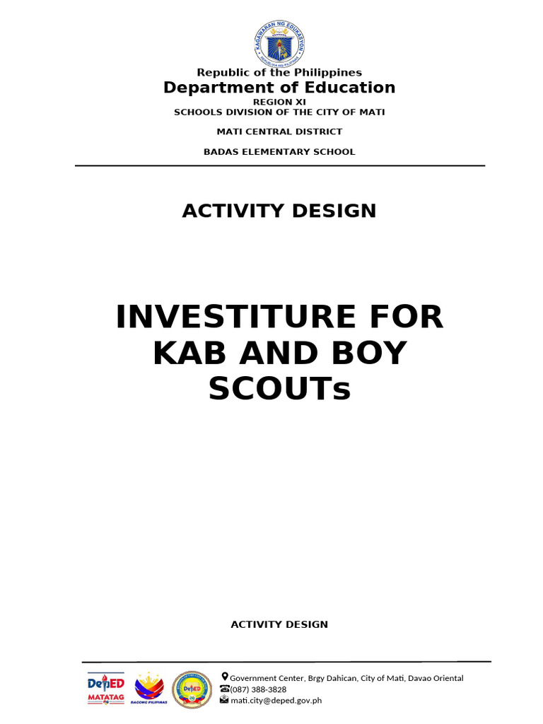 Activity Design - Investiture 2024 | PDF