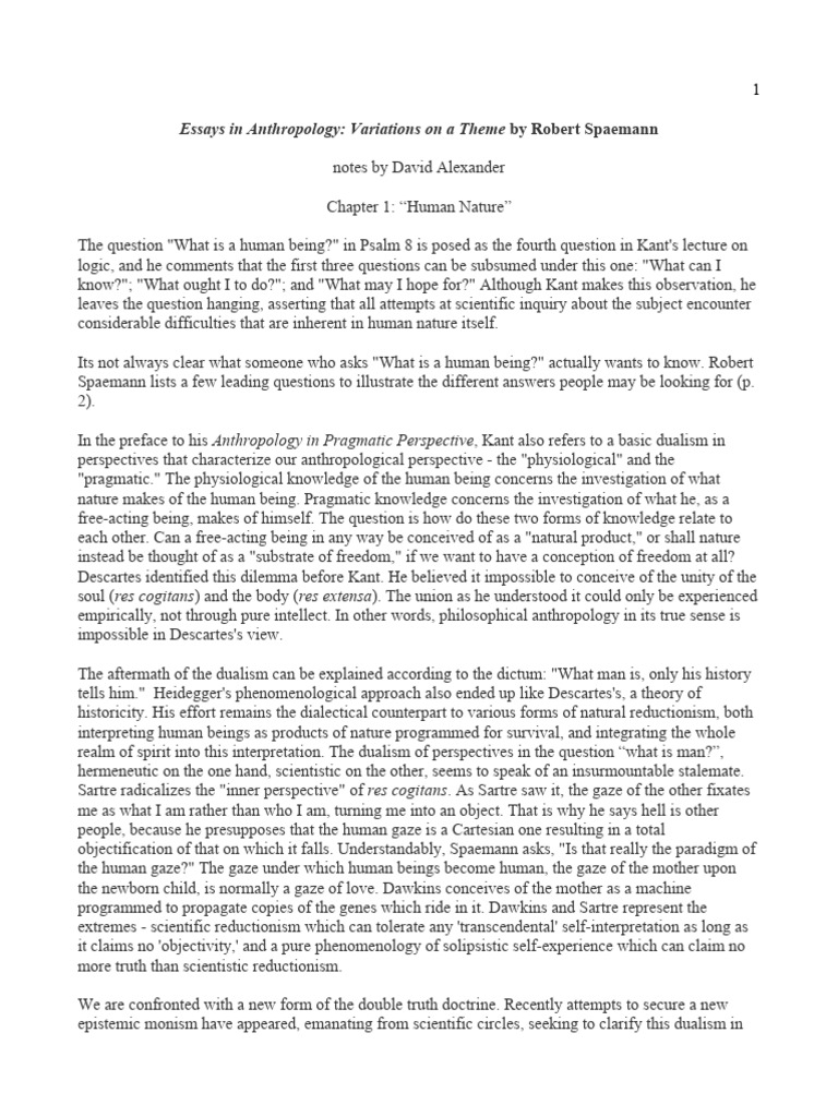 Anthropological Dualism Explored | PDF | Reason | Dignity